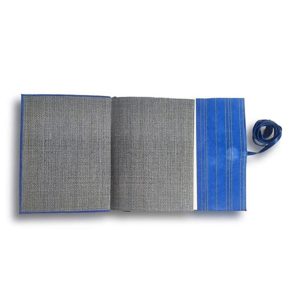 HANDSTITCHED BLUE SUEDE JOURNAL, SIZE 8" x 6", RETAIL PRICE $24.99US - Picture 2 of 16
